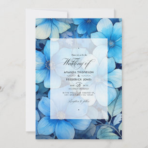 Invitación Tonos de Boda floral azul