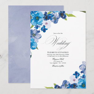 Invitación Tonos de boda floral azul