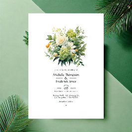 Invitación Tonos de Boda floral verde