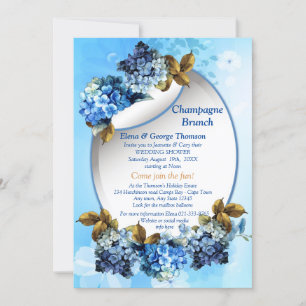 Invitación Tonos de color azul Hydrangeas Ducha Pareja