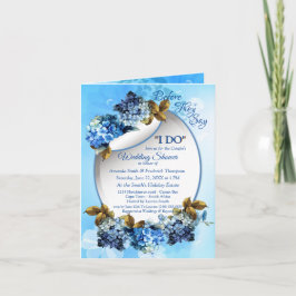 Invitación Tonos de color azul Hydrangeas Ducha Pareja