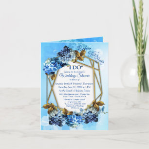 Invitación Tonos de color azul Hydrangeas Ducha Pareja