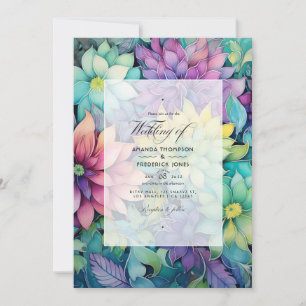 Invitación Tonos de joyas y Boda floral verde