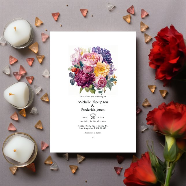 Invitación Tonos de joyas y Boda floral verde (Subido por el creador)