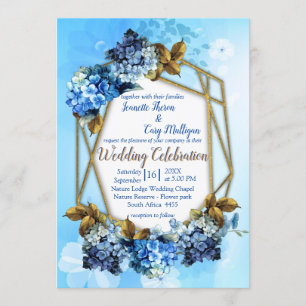 Invitación Tonos de la acuarela azul Hydrangeas Boda