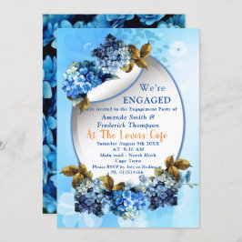 Invitación Tonos de la acuarela azul Hydrangeas Compromiso