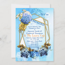 Invitación Tonos de la acuarela azul Hydrangeas Compromiso