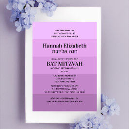Invitación Tonos de Lavanda Hebreo Nombre Bat Mitzvah Invitat