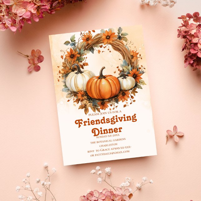 Invitación tonos de otoño botánicos de terracota Amistad (Subido por el creador)