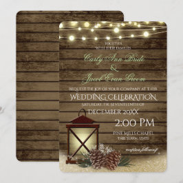 Invitación Tonos de pino y luces de madera de pino rúcula