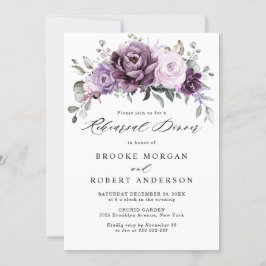 Invitación Tonos de polvorientas flores moradas ensayando la