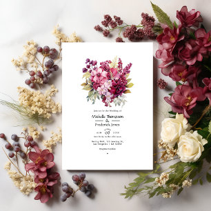 Invitación Tonos de Vino Boda Floral