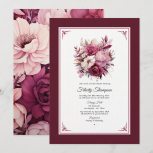 Invitación Tonos de Vino Floral Despedida de Soltera