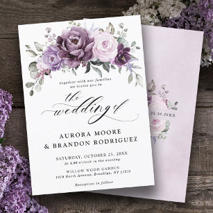 Invitación Tonos de violeta morada agitada florece Boda morad