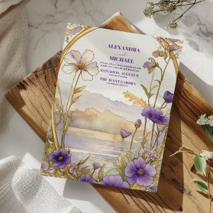 Invitación Tonos de violeta morada agitada florece Boda morad