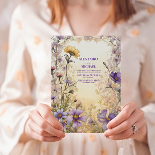 Invitación Tonos de violeta morada agitada florece Boda morad