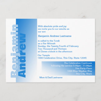 Invitación Tonos del Bar Azul Mitzvah