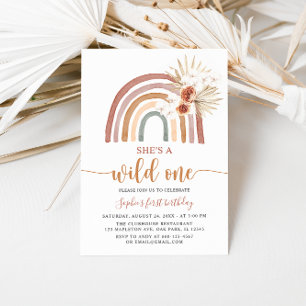 Invitación Tonos mudos Boho Rainbow Pampas hierba salvaje uno