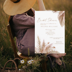 Invitación Tonos Neutros Pampas Desayuno de Novia