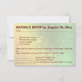 Invitación Tonos otoñales de la boda verde y amarilla RSVP