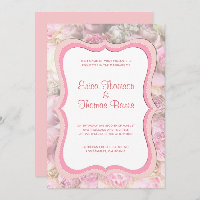 Invitación Tonos pastel rosas boda (Anverso / Reverso)