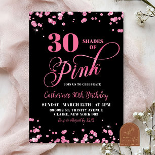 Invitación Tonos rosados 30 Fiesta de cumpleaños