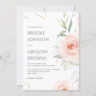 Invitación Tonos rosados bonitos del Boda geométrico de Rubor
