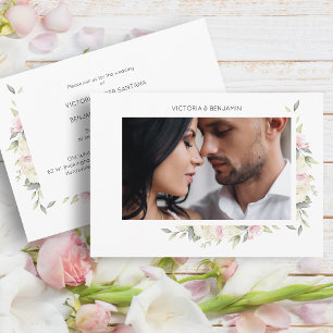 Invitación Tonos rosados Romántico Boda floral Wreath Foto