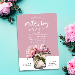 Invitación Tonos rosados rústicos de peonías para Brunch del