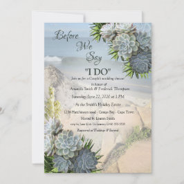 Invitación Tonos suculentos de azules pálidos y hojas tubular