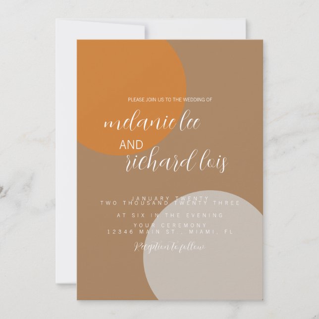 Invitación Tonos Terrosos Boda Circular Natural  (Anverso)