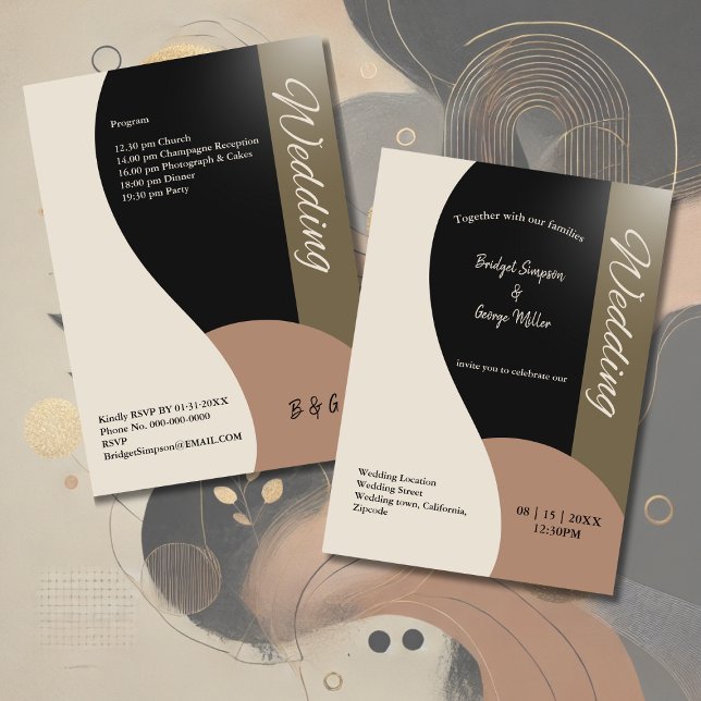 Invitación tonos tierra boda boho chic simple (Subido por el creador)