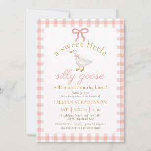 Invitación Tonta Gansa Rosa Arco Gingham Baby Shower 