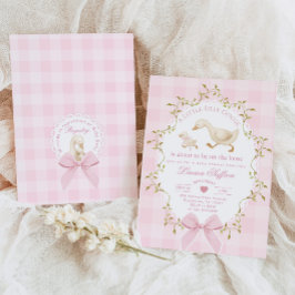 Invitación Tonta Gansa Rosa Cuadros Baby Shower de niña