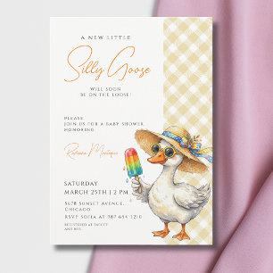 Invitación Tonto Ganso Amarillo Sombrero de Gingham Fiesta de