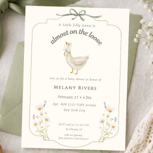 Invitación Tonto Ganso suelto Cumpleaños floral de bebé Sage