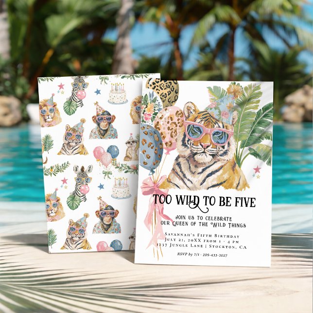 Invitación Too Wild to Be Five Tiger Jungle Birthday (Subido por el creador)