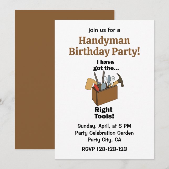 Invitación Toolbox I Have Got Right Tools Handyman Birthday (Anverso / Reverso)