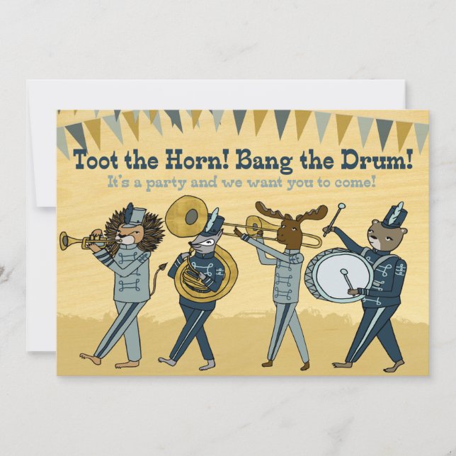 Invitación Toot el cuerno - el cumpleaños de la banda invita (Anverso)