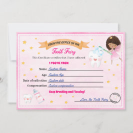 Invitación Tooth Fairy Certificate - Lost Tooth Receipt