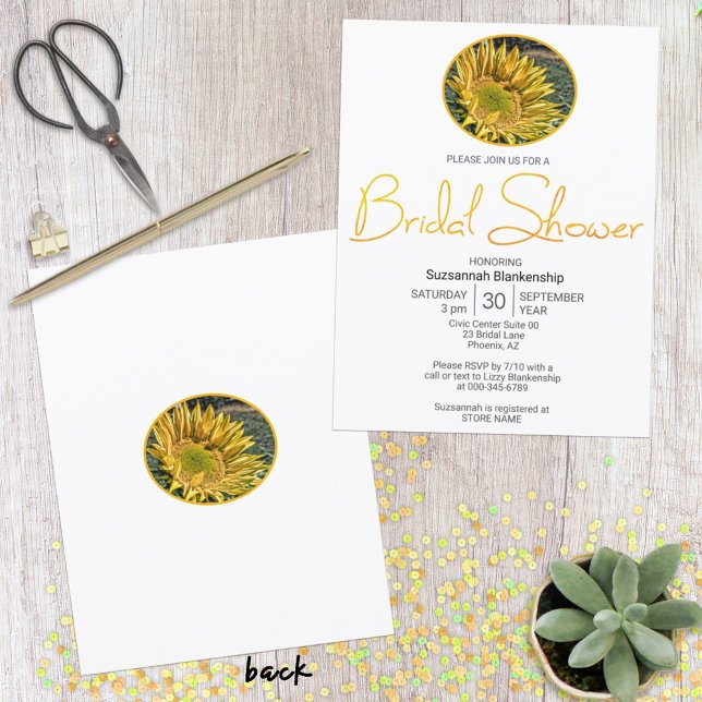 Invitación Top Border Sunflower Oval Photo Brillante (double sided invitation design)