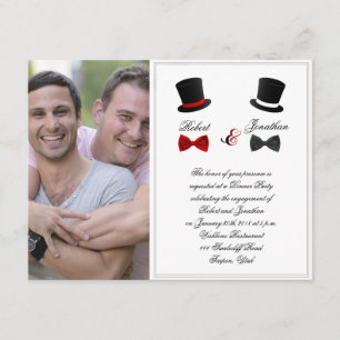 Invitación Top Hats and Bow Ties Gay Boda Engañar