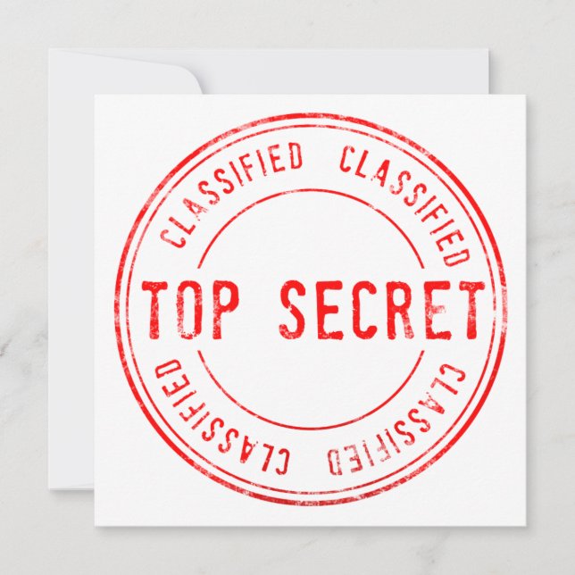 Invitación Top Secret de la fiesta de cumpleaños de sorpresa  (Anverso)