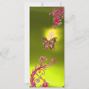Invitación TOPAZ BUTTERFLY, amarillo, violeta rosa brillante