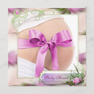 Invitación Topetón del bebé con la magnolia rosada Baby