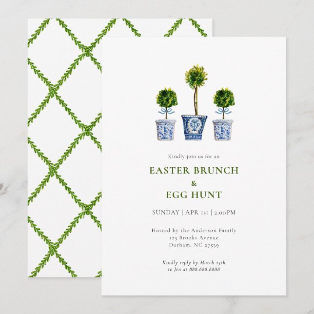 Invitación Topiaries Easter brunch & eggs hunt invitation (Anverso / Reverso)