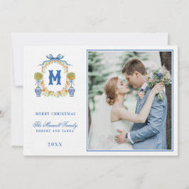 Invitación Topiary naranja en Chinoiserie Escudo Pot Monogram