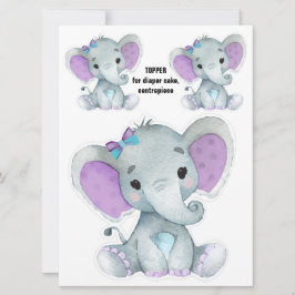 Invitación Topper de pastelito de pañal elefante, decoración 