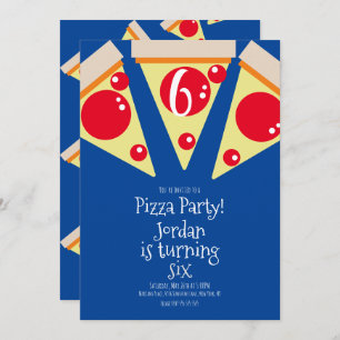 Invitación Toppings de Fiestas Geométricos de Pizza Slices Cu