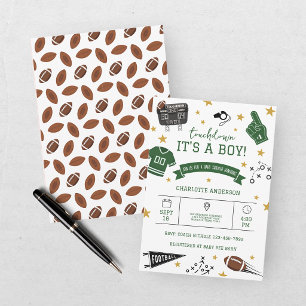 Invitación Toque de Fútbol Verde Baby Shower